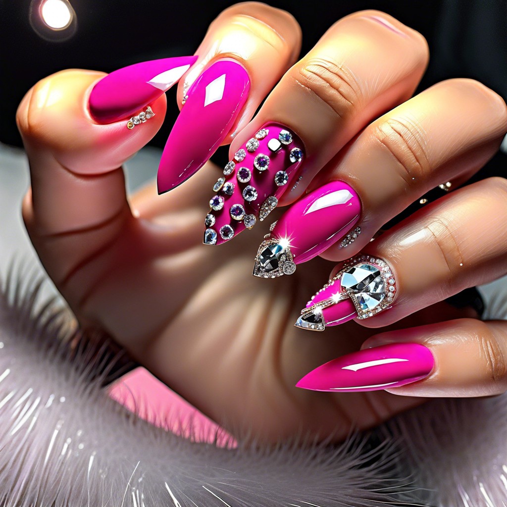 hot pink with rhinestones