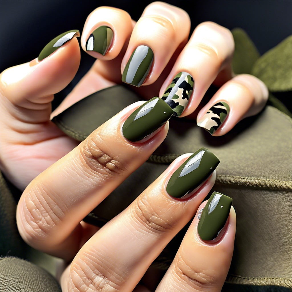 army green with camo details