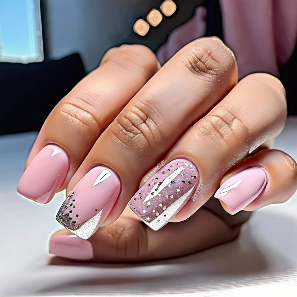 baby pink with silver glitter