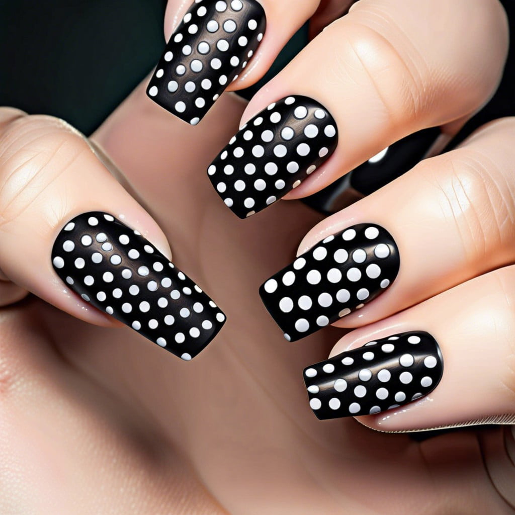 black matte with white polka dots