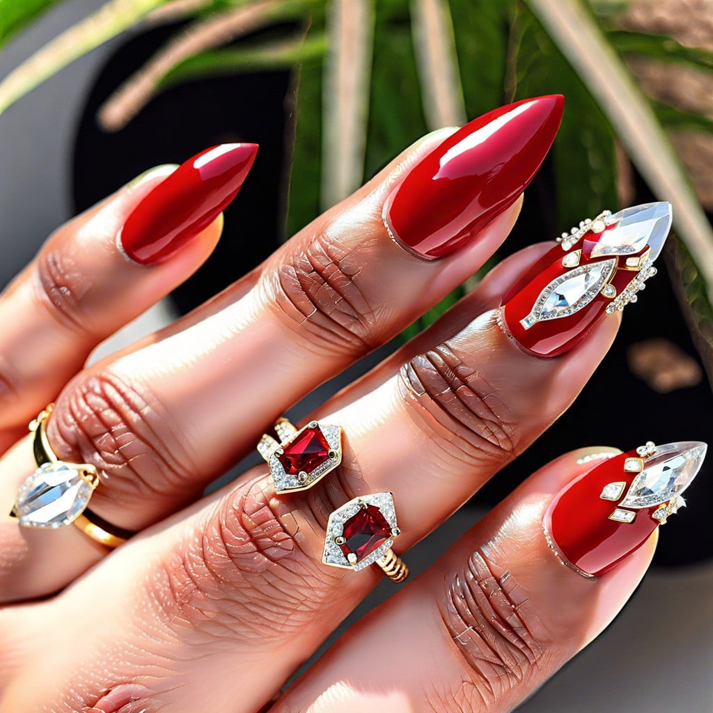classic red with a single rhinestone