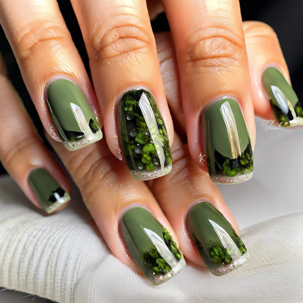 mossy green french tips