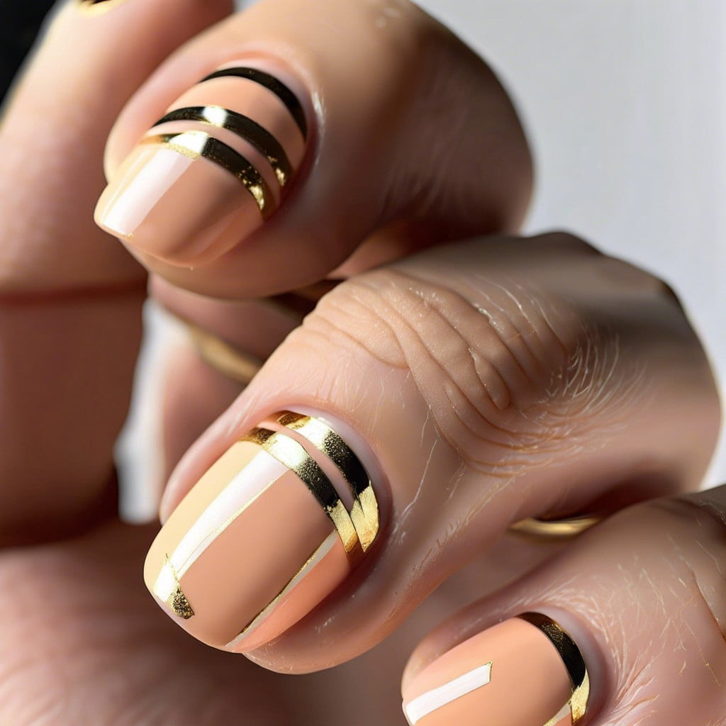 pale peach with delicate gold stripes