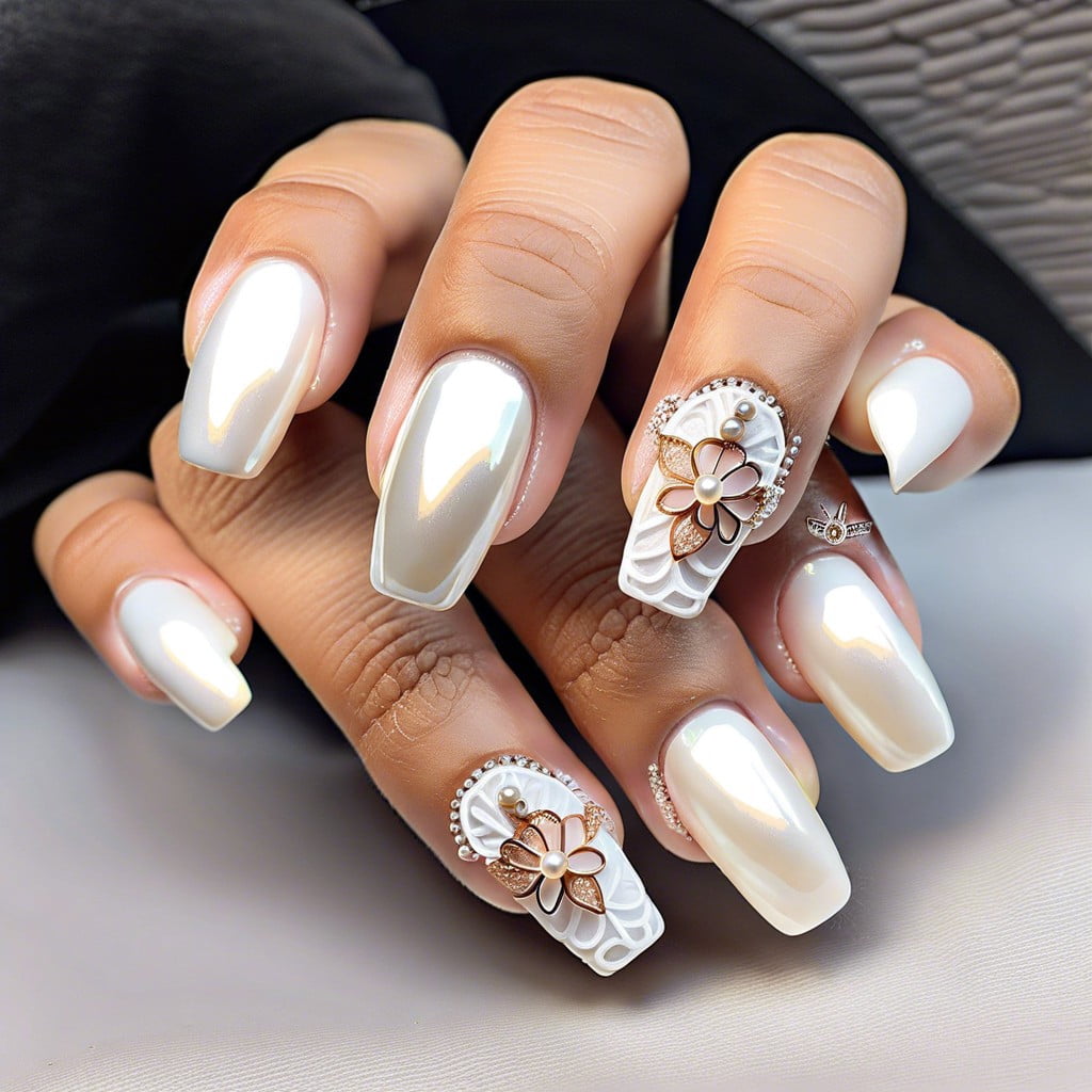 pearl white with lace designs