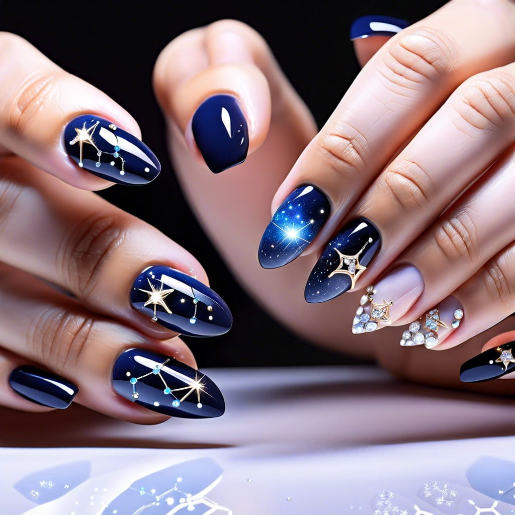 rhinestone constellations arrange rhinestones in the pattern of different constellations on each nail