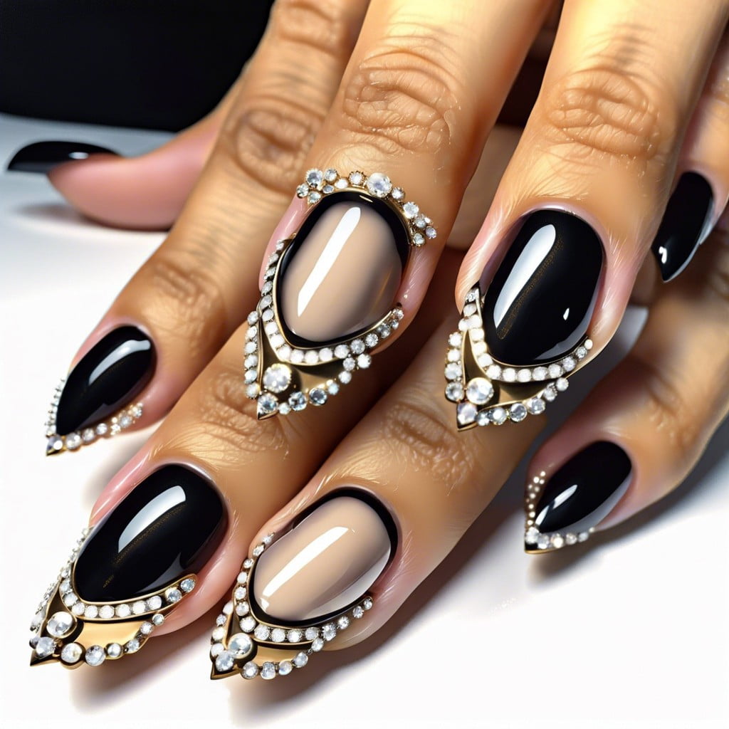 rhinestone outlines outline each nail with tiny rhinestones for a framed elegant look