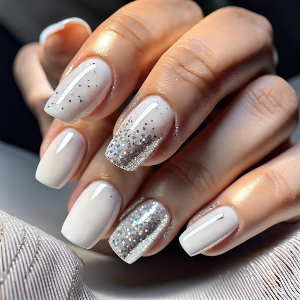 sheer white with silver micro glitters